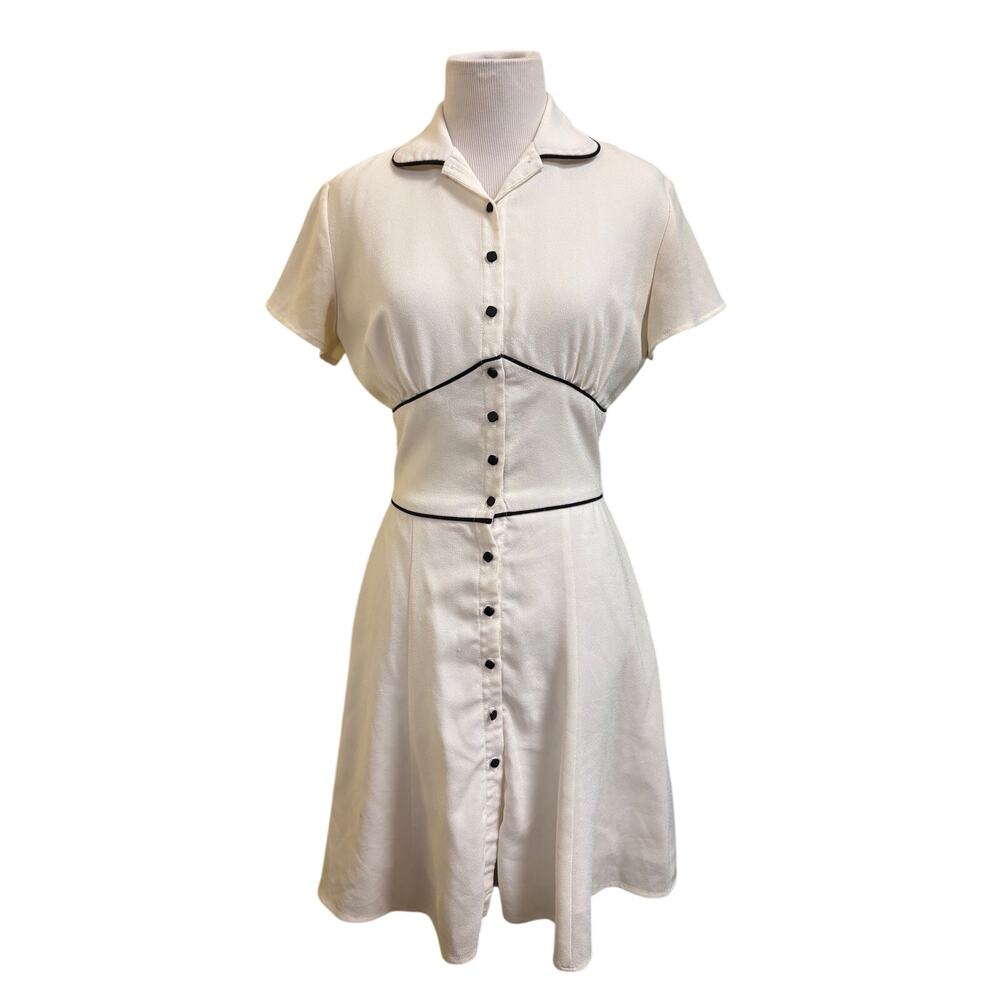 Y2K Bebe San Francisco White & Black Button Up Dress